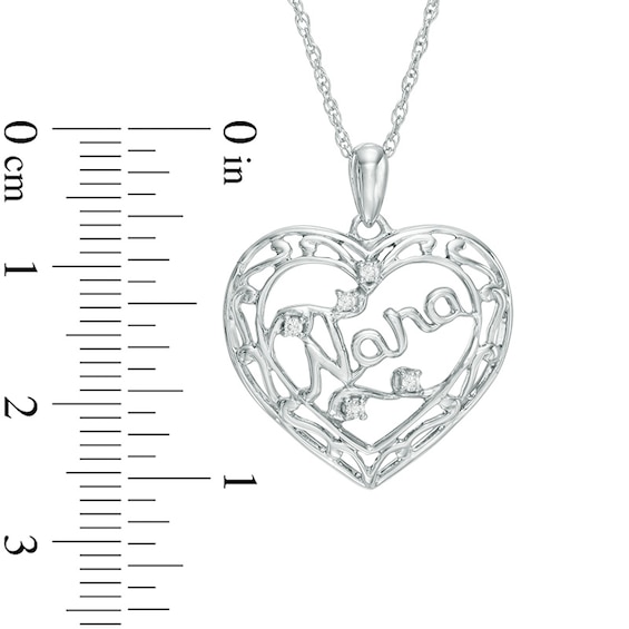 1/20 CT. T.w. Diamond "Nana" Filigree Border Heart Pendant in Sterling Silver