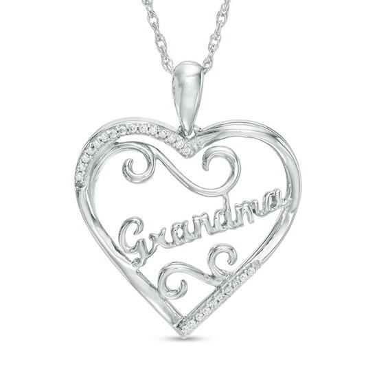 1/15 CT. T.w. Diamond "Grandma" Heart Pendant in Sterling Silver