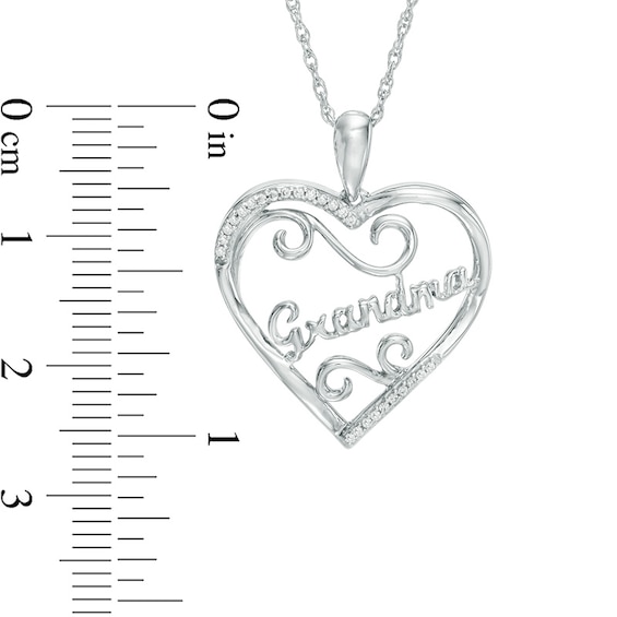 1/15 CT. T.w. Diamond "Grandma" Heart Pendant in Sterling Silver