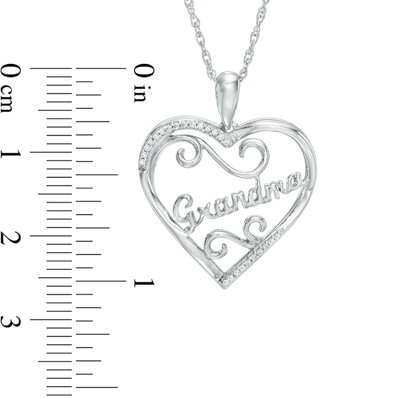 1/15 CT. T.W. Diamond "Grandma" Heart Pendant in Sterling Silver