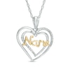 Thumbnail Image 1 of 1/15 CT. T.W. Diamond &quot;Nana&quot; Double Heart Pendant in Sterling Silver and 10K Gold