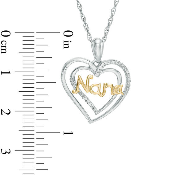 1/15 CT. T.w. Diamond "Nana" Double Heart Pendant in Sterling Silver and 10K Gold
