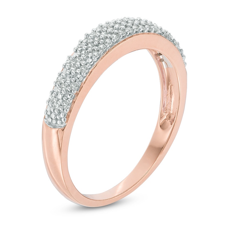 Main Image 2 of 1/5 CT. T.W. Diamond Wedding Band in Sterling Silver with Rose Rhodium