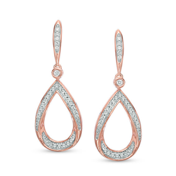 1/5 CT. T.W. Diamond Teardrop Earrings in 10K Rose Gold | Diamond ...