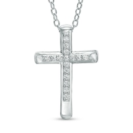 1/8 CT. T.W. Diamond Bold Cross Pendant in 10K White Gold