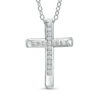 1/8 CT. T.W. Diamond Bold Cross Pendant in 10K White Gold