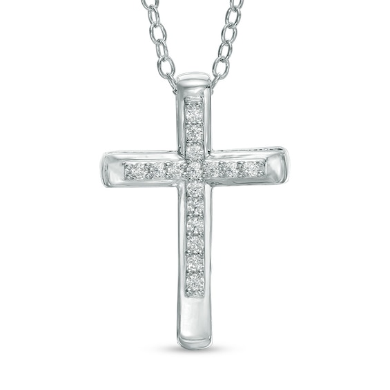 1/8 CT. T.w. Diamond Bold Cross Pendant in 10K White Gold