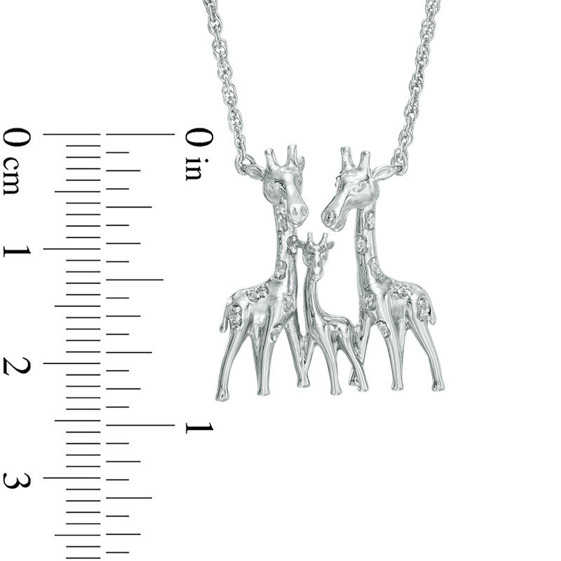 1/20 CT. T.W. Diamond Accent Giraffe Family Necklace in Sterling Silver - 17"