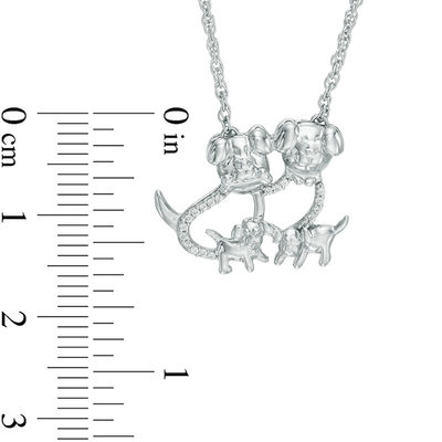 1 20 CT. T.W. Diamond Dog Family Necklace in Sterling Silver 17