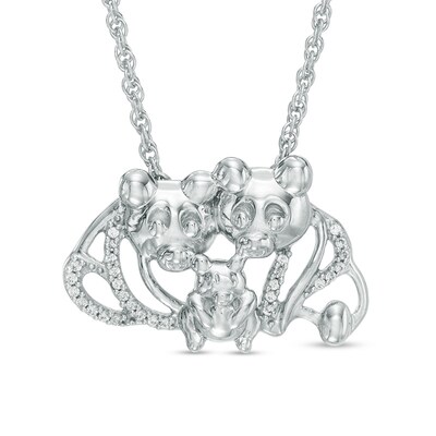 1/15 CT. T.W. Diamond Teddy Bear Family Necklace in Sterling Silver - 17\