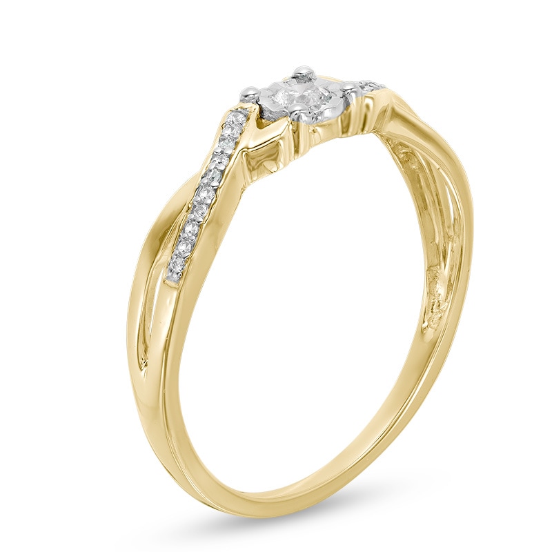 1/10 CT. T.W. Diamond Twist Shank Promise Ring in 10K Gold