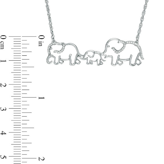 1/8 CT. T.w. Diamond Elephant Family Necklace in Sterling Silver - 17"
