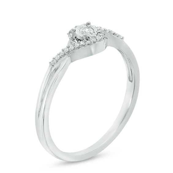 Diamond Accent Woven Promise Ring in 10K White Gold
