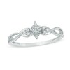 Thumbnail Image 0 of 1/15 CT. T.W. Diamond Marquise Frame Twist Shank Promise Ring in 10K White Gold