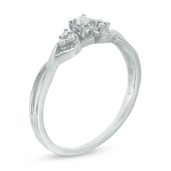 1/15 CT. T.w. Diamond Twist Shank Promise Ring in 10K White Gold
