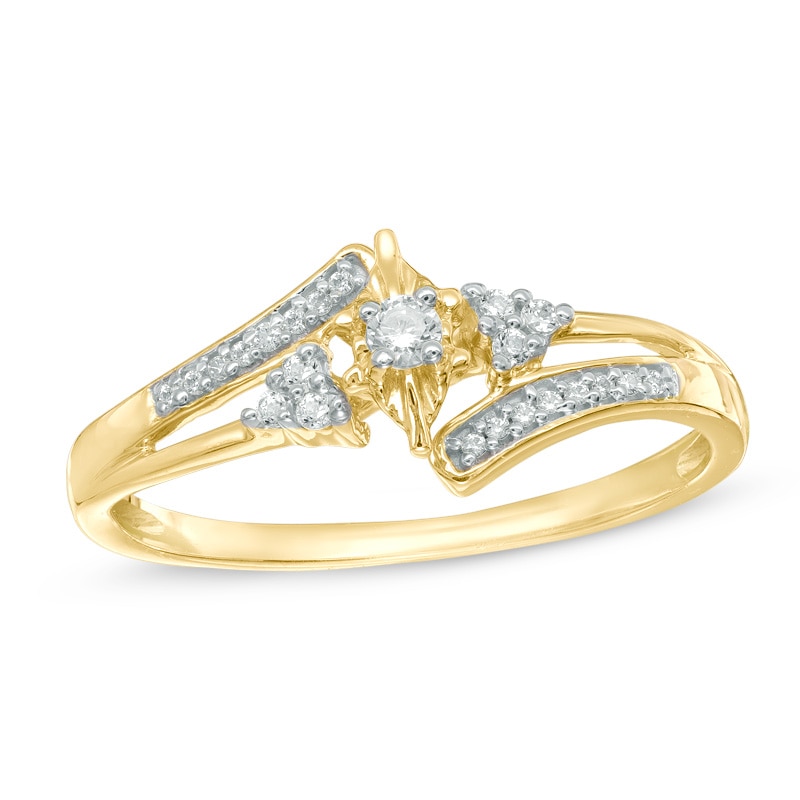 1/10 CT. T.W. Diamond Bypass Promise Ring in 10K Gold