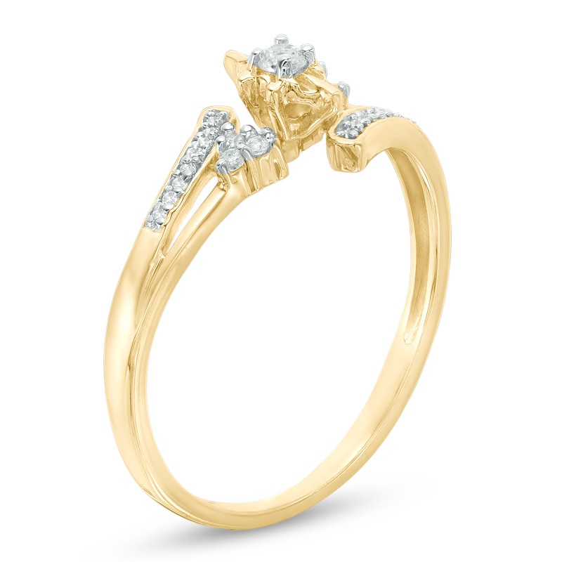 1/10 CT. T.W. Diamond Bypass Promise Ring in 10K Gold