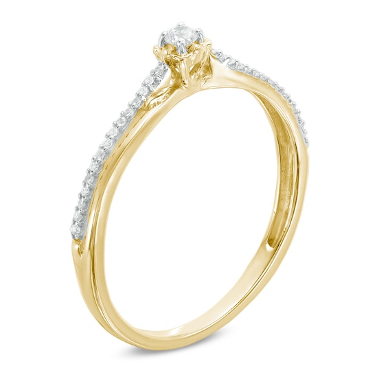 1/10 CT. T.w. Diamond Crossover Split Shank Promise Ring in 10K Gold