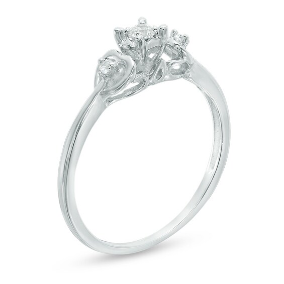 Diamond Accent Side Hearts Promise Ring in 10K White Gold