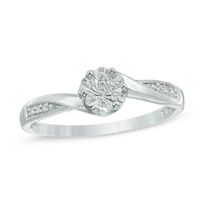 Diamond Accent Bypass Promise Ring in 10K White Gold