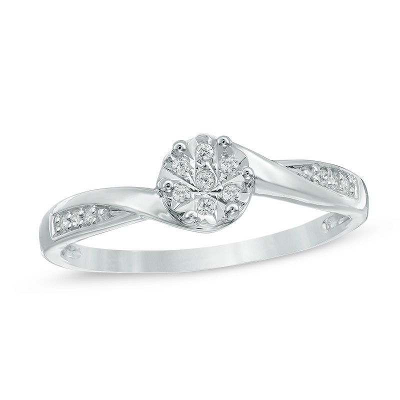 Main Image 1 of Diamond Accent Bypass Promise Ring in 10K White Gold