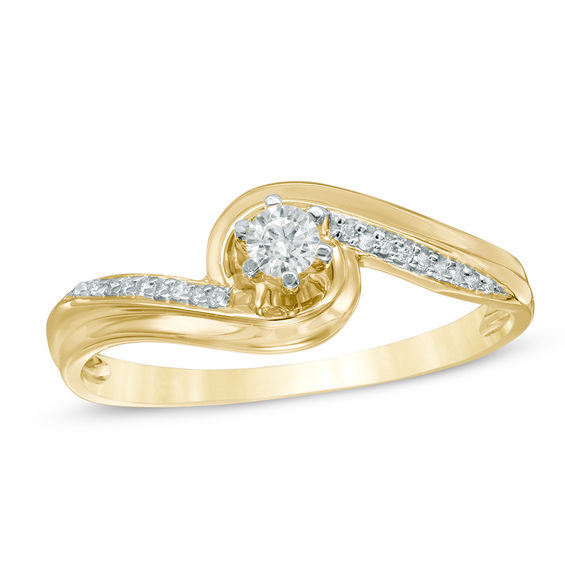 Diamond Accent Bypass Promise Ring in 10K Gold | Zales