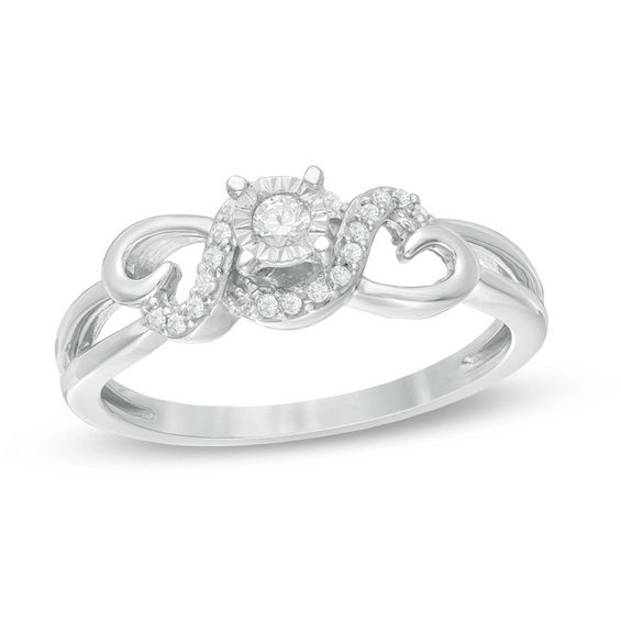 1/8 CT. T.w. Diamond Woven Hearts Promise Ring in Sterling Silver