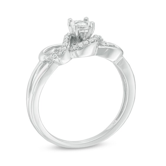 1/8 CT. T.w. Diamond Woven Hearts Promise Ring in Sterling Silver
