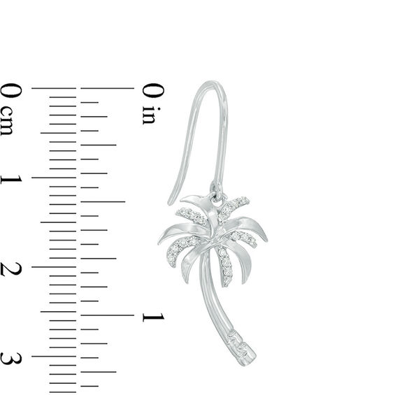 1/8 CT. T.w. Diamond Palm Tree Drop Earrings in 10K White Gold