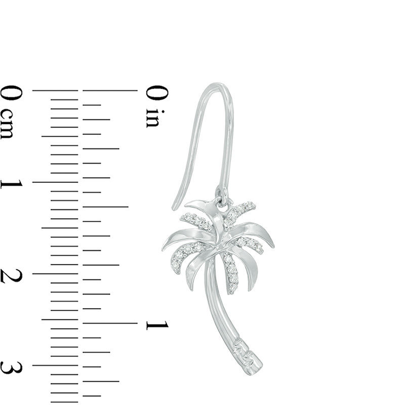 Main Image 2 of 1/8 CT. T.W. Diamond Palm Tree Drop Earrings in 10K White Gold