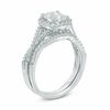 Thumbnail Image 1 of 6.0mm Cushion-Cut Lab-Created White Sapphire Frame Bridal Set in Sterling Silver