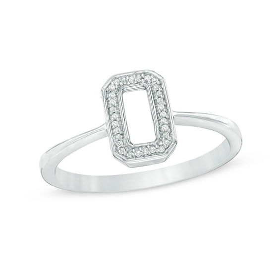 Diamond Accent Open Rectangle Ring in 10K White Gold Online