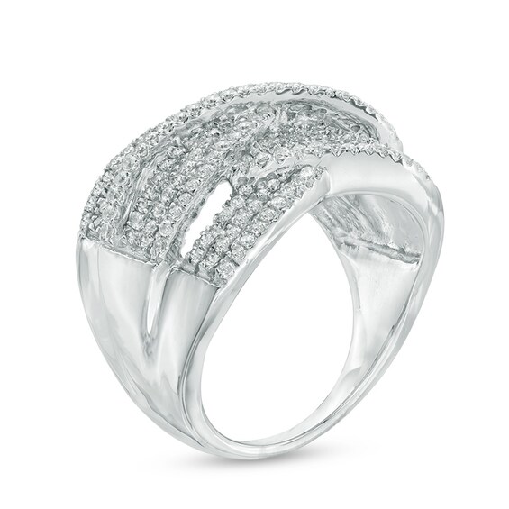 1 CT. T.w. Diamond Three Row Woven Ring in 10K White Gold