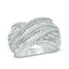 Thumbnail Image 1 of 1 CT. T.W. Baguette Diamond Layered Criss-Cross Ring in 10K White Gold