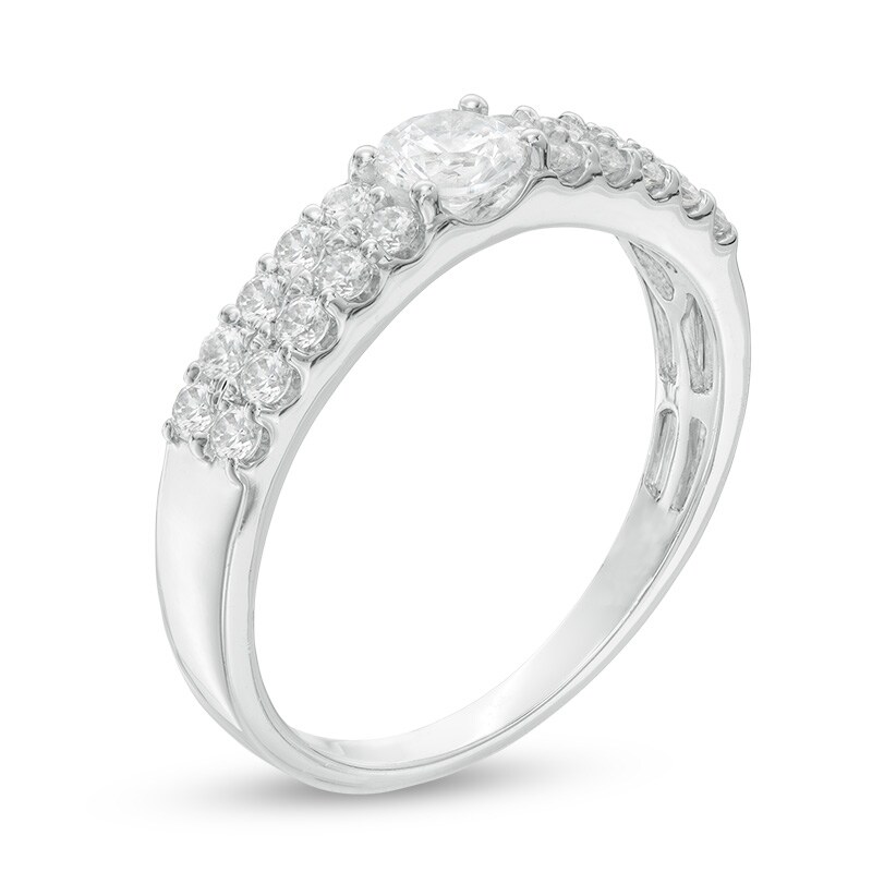 Main Image 2 of 3/4 CT. T.W. Diamond Double Row Engagement Band in 14K White Gold