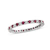 Thumbnail Image 1 of Ruby and 1/4 CT. T.W. Diamond Eternity Band in Platinum