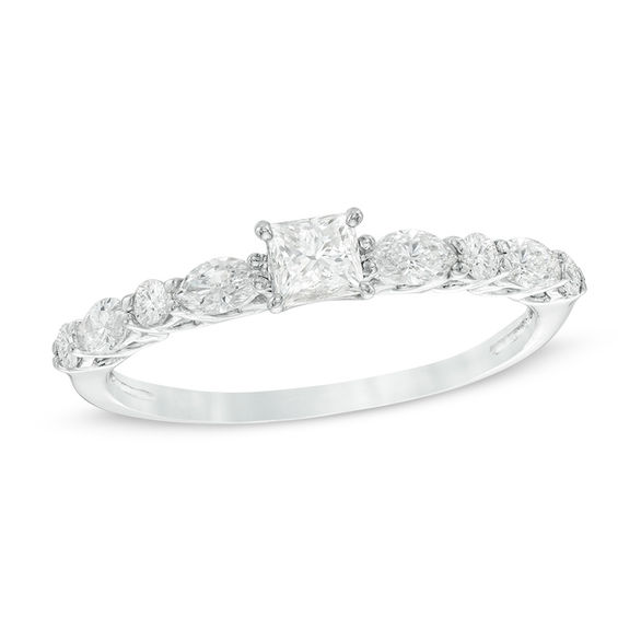 3/4 CT. T.w. Princess-Cut Diamond Engagement Ring in 14K White Gold