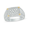 Thumbnail Image 1 of Men's 1 CT. T.W. Diamond Rectangular Signet Ring in 10K Two-Tone Gold