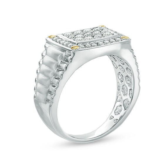 1 CT. T.w. Diamond Rectangular Signet Ring in 10K Two-Tone Gold