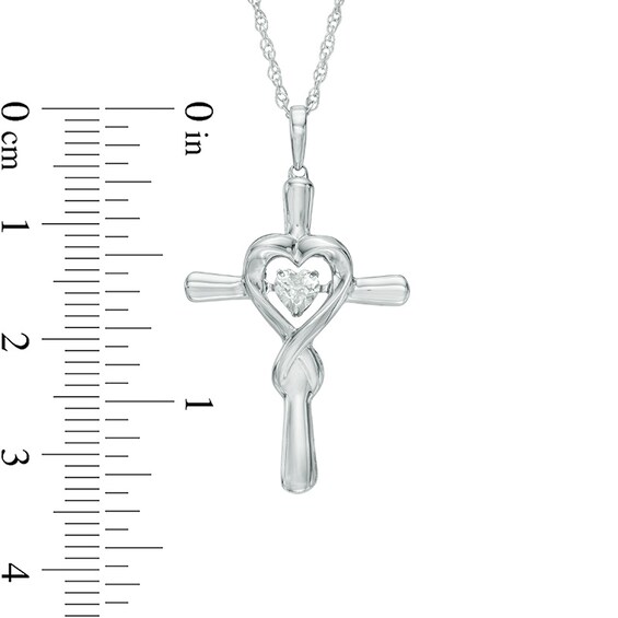 Unstoppable Love™ 4.0mm Heart-Shaped Lab-Created White Sapphire Solitaire Heart Cross Pendant in Sterling Silver Unstoppable Love™ 4.0mm Heart-Shaped Lab-Created White Sapphire Solitaire Heart Cross Pendant in Sterling Silver