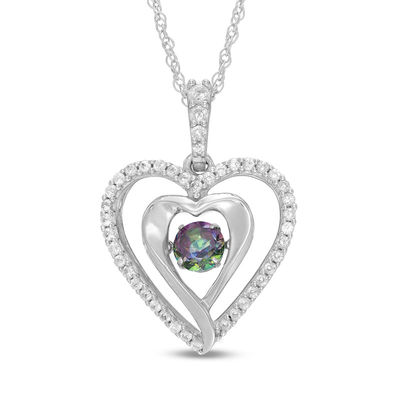 Woman Gorgeous Shiny Heart Style Natural White Fire topaz Gems Necklace Pendants