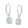 Thumbnail Image 0 of 1/2 CT. T.W. Round and Baguette-Cut Multi-Diamond Rectangular Frame Drop Earrings in 14K White Gold
