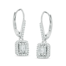 Drop Earrings Zales T W Diamond Rectangular Frame Drop Earrings In 14k White Gold