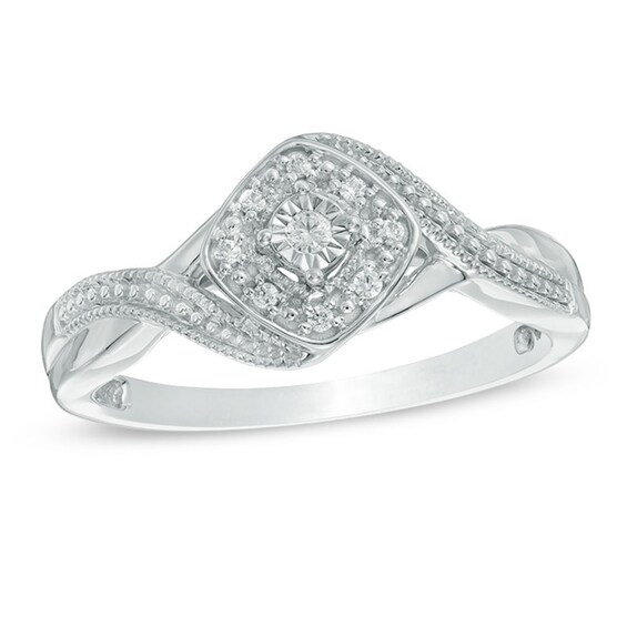 Cherished Promise Collection™ Diamond Accent Square Frame Crossover Promise Ring in Sterling Silver Cherished Promise Collection™ Diamond Accent Square Frame Crossover Promise Ring in Sterling Silver