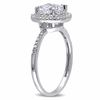 Thumbnail Image 2 of 7.0mm Lab-Created White Sapphire and 1/10 CT. T.W. Diamond Double Frame Ring in 10K White Gold