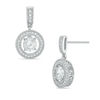 Thumbnail Image 1 of 5.5mm Lab-Created White Sapphire Frame Drop Earrings in Sterling Silver