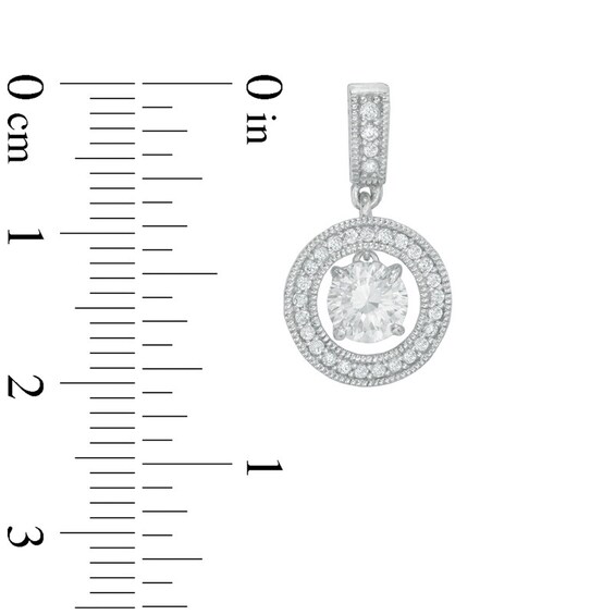 5.5mm Lab-Created White Sapphire Frame Drop Earrings in Sterling Silver