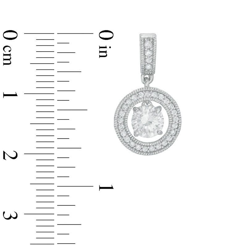 Main Image 2 of 5.5mm Lab-Created White Sapphire Frame Drop Earrings in Sterling Silver