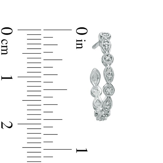 Diamond Accent Alternating Circle Hoop Earrings in Sterling Silver