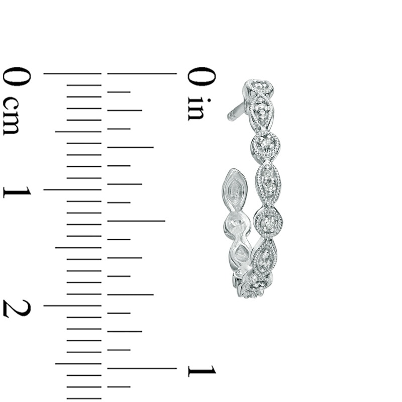 Main Image 2 of Diamond Accent Alternating Circle Hoop Earrings in Sterling Silver